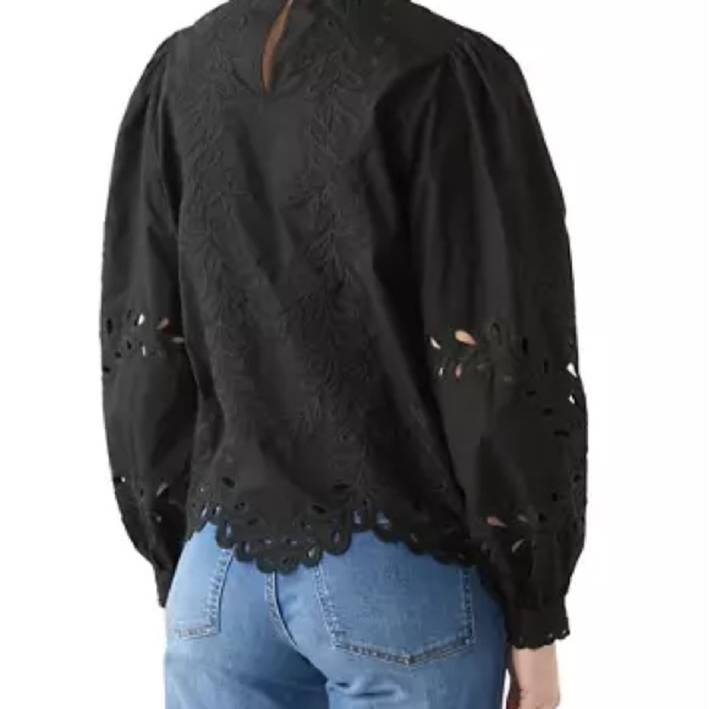 Philosophy Black Eyelet Embroidered Blouse - Picture 8 of 10